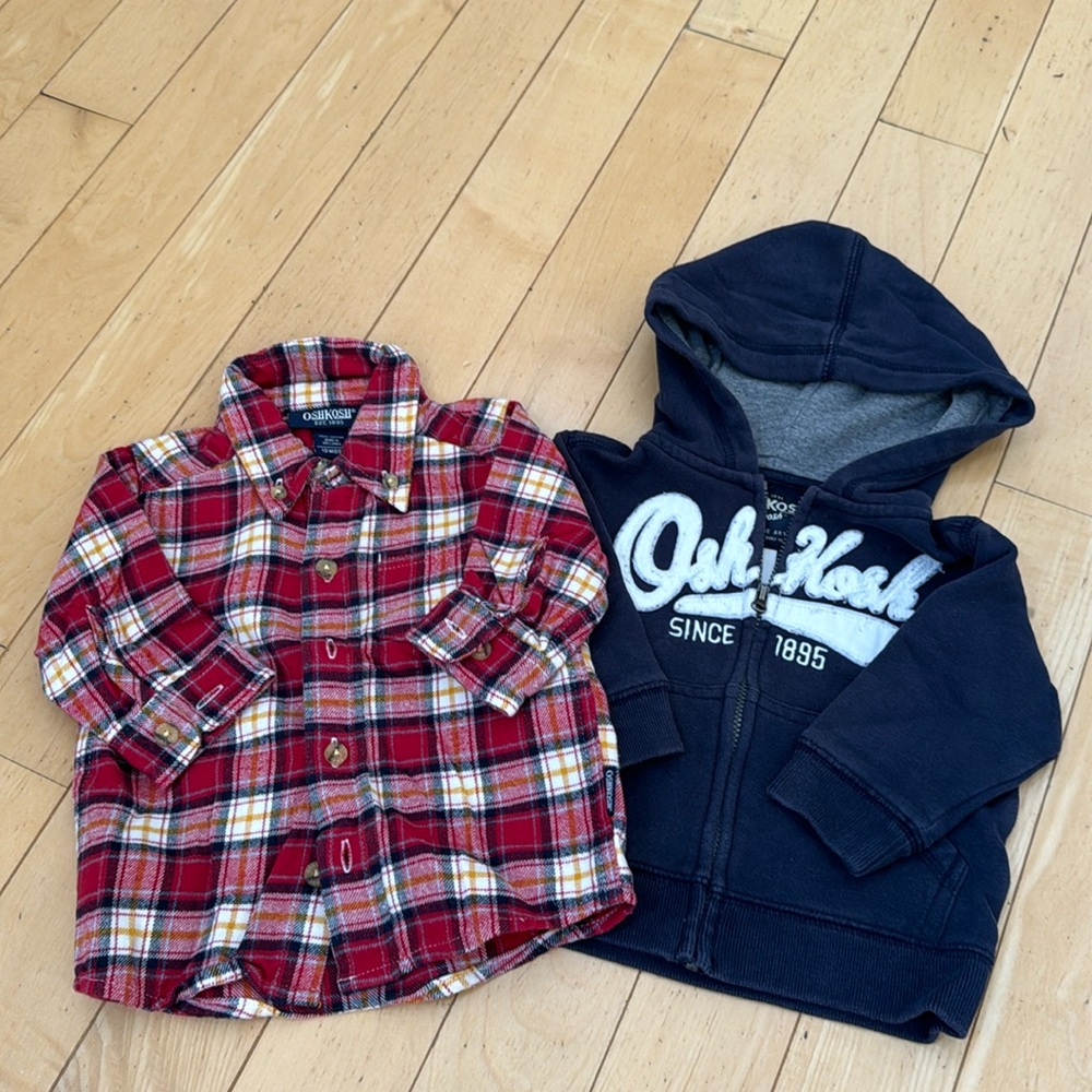 Oshkosh 12 month jacket and shirt set
